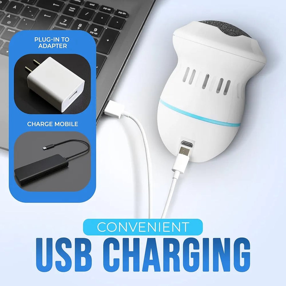 Portable USB Rechargeable Electric Callus Remover for Feet with Built in Vacuum Removes Dead Skin from Foot