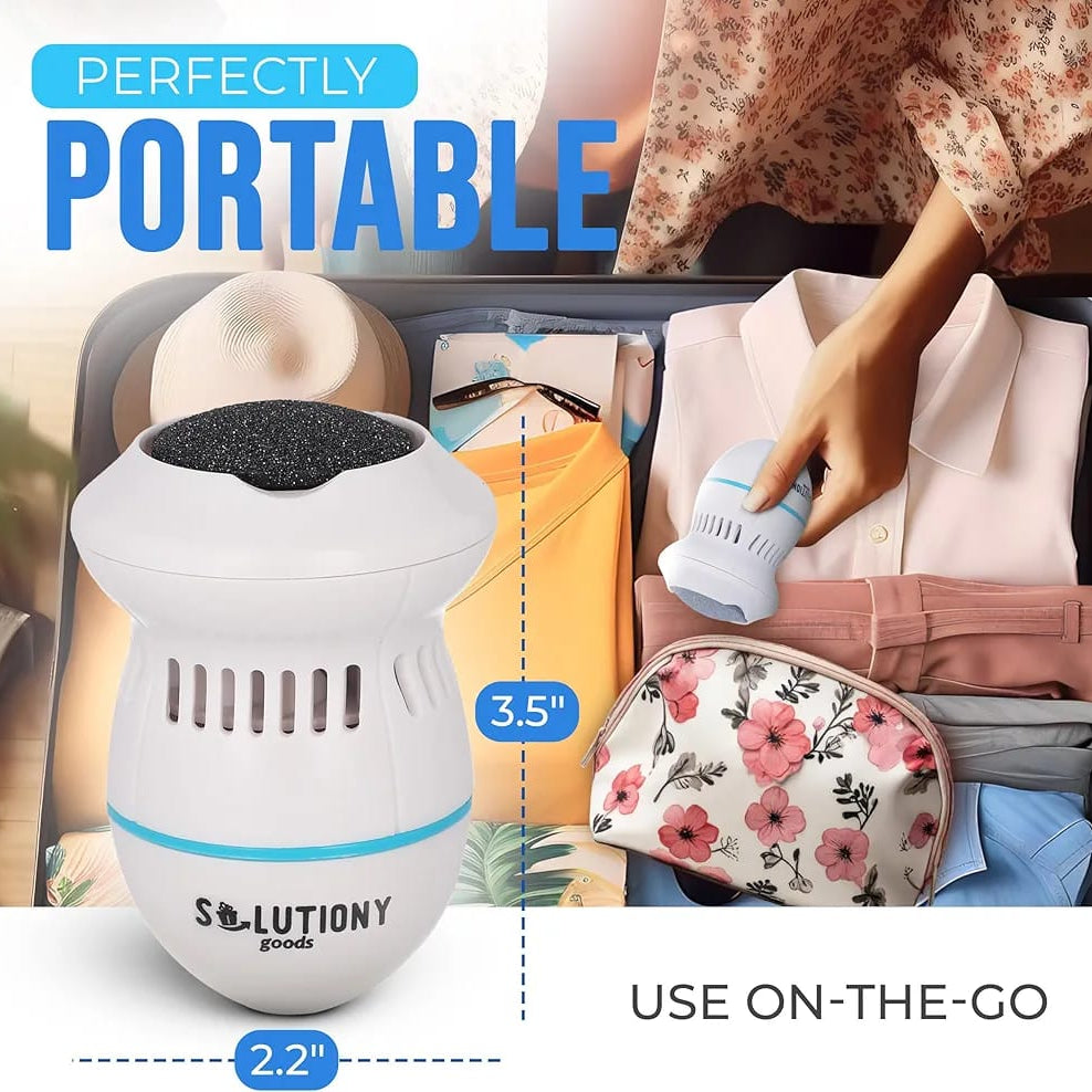Portable USB Rechargeable Electric Callus Remover for Feet with Built in Vacuum Removes Dead Skin from Foot