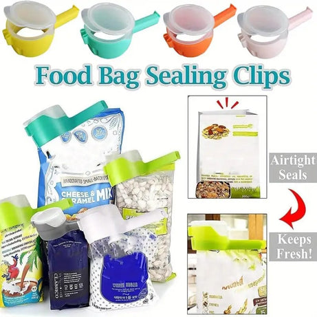 (Pack of 3) Multi Purpose Plastic Dust and Moisture Proof Food Bag Sealing Clips with Dispensing Nozzle for Storing Cereals and More