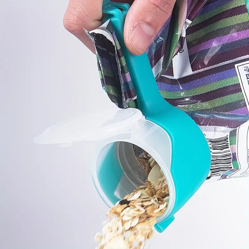 (Pack of 3) Multi Purpose Plastic Dust and Moisture Proof Food Bag Sealing Clips with Dispensing Nozzle for Storing Cereals and More