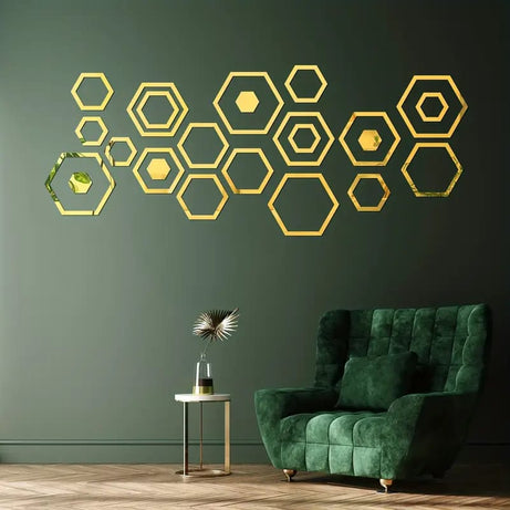 3D Acrylic Shatterproof Geometric Hexagon Mural Self Adhesive Wall Arts Decals Stickers Set For Home Decoration