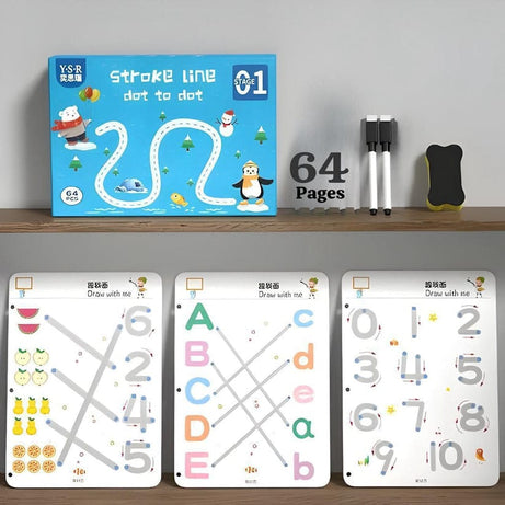 Stroke Line Dot To Dot Toddler Erasable Paper Training Book Pen Control For Kids