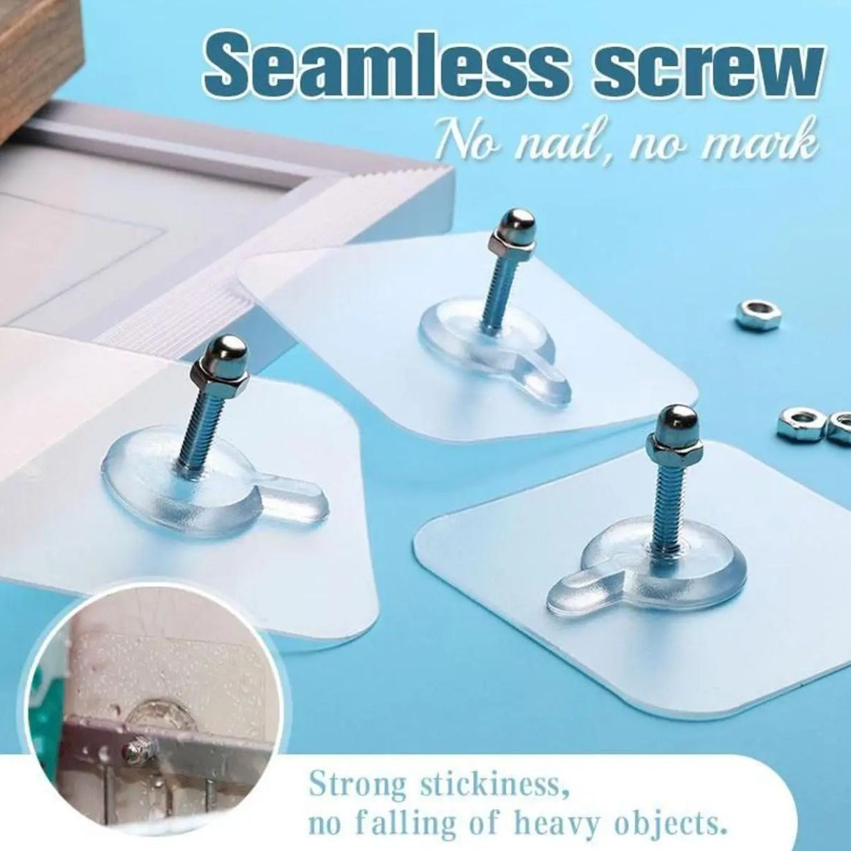 Strong Punch Free Self Adhesive Wall Screw Rod Hooks and Nail Mounting Hang Kit