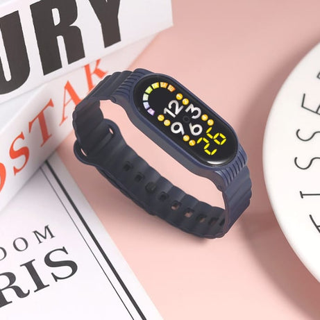 (Pack of 2) Waterproof Electronic Silicone Strap LED Display Smart Outdoor Sports Clock Wristwatch For Children Men and Women