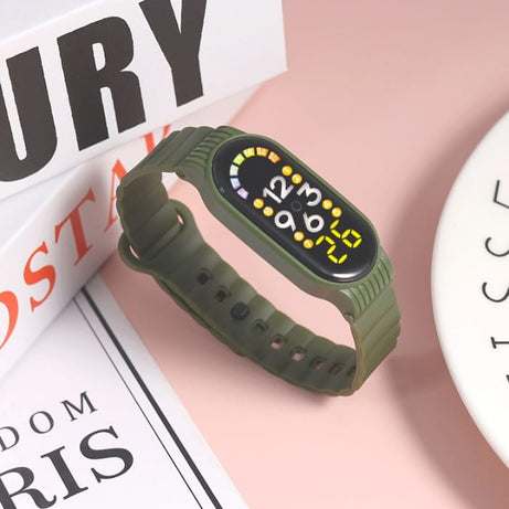 (Pack of 2) Waterproof Electronic Silicone Strap LED Display Smart Outdoor Sports Clock Wristwatch For Children Men and Women