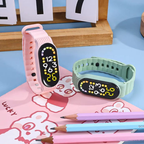 (Pack of 2) Waterproof Electronic Silicone Strap LED Display Smart Outdoor Sports Clock Wristwatch For Children Men and Women