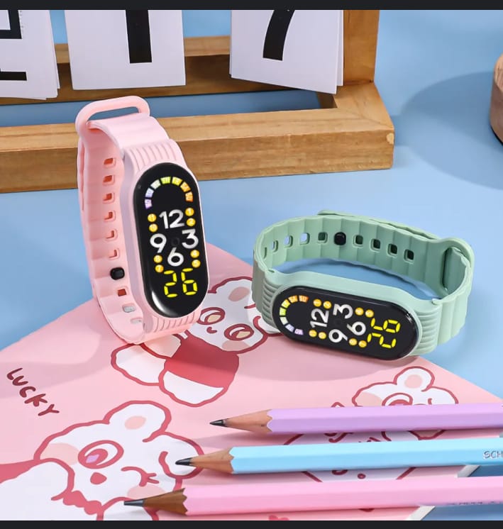 (Pack of 2) Waterproof Electronic Silicone Strap LED Display Smart Outdoor Sports Clock Wristwatch For Children Men and Women