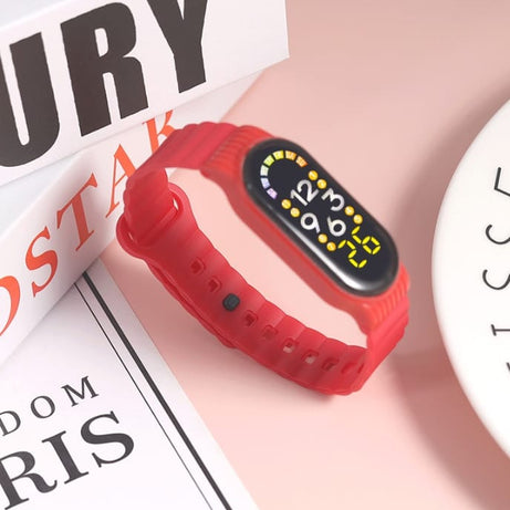 (Pack of 2) Waterproof Electronic Silicone Strap LED Display Smart Outdoor Sports Clock Wristwatch For Children Men and Women