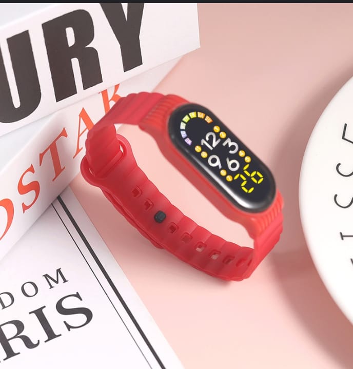 (Pack of 2) Waterproof Electronic Silicone Strap LED Display Smart Outdoor Sports Clock Wristwatch For Children Men and Women