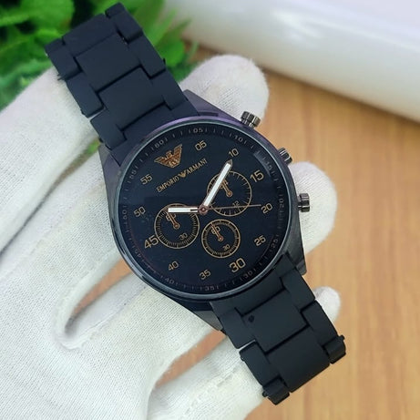 Emporio Armani Luxury Chain Design Clock Dial Analog Wristwatch For Men