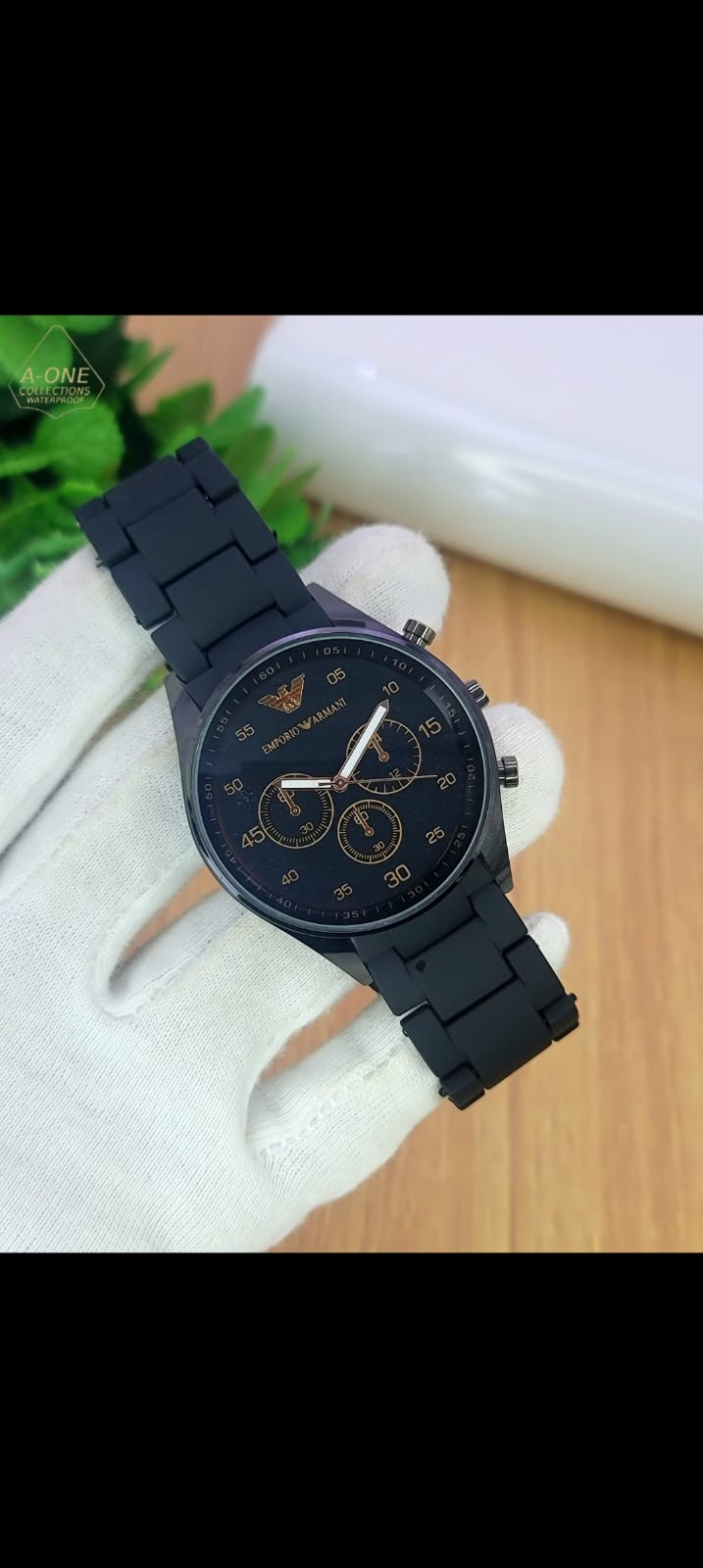 Emporio Armani Luxury Chain Design Clock Dial Analog Wristwatch For Men