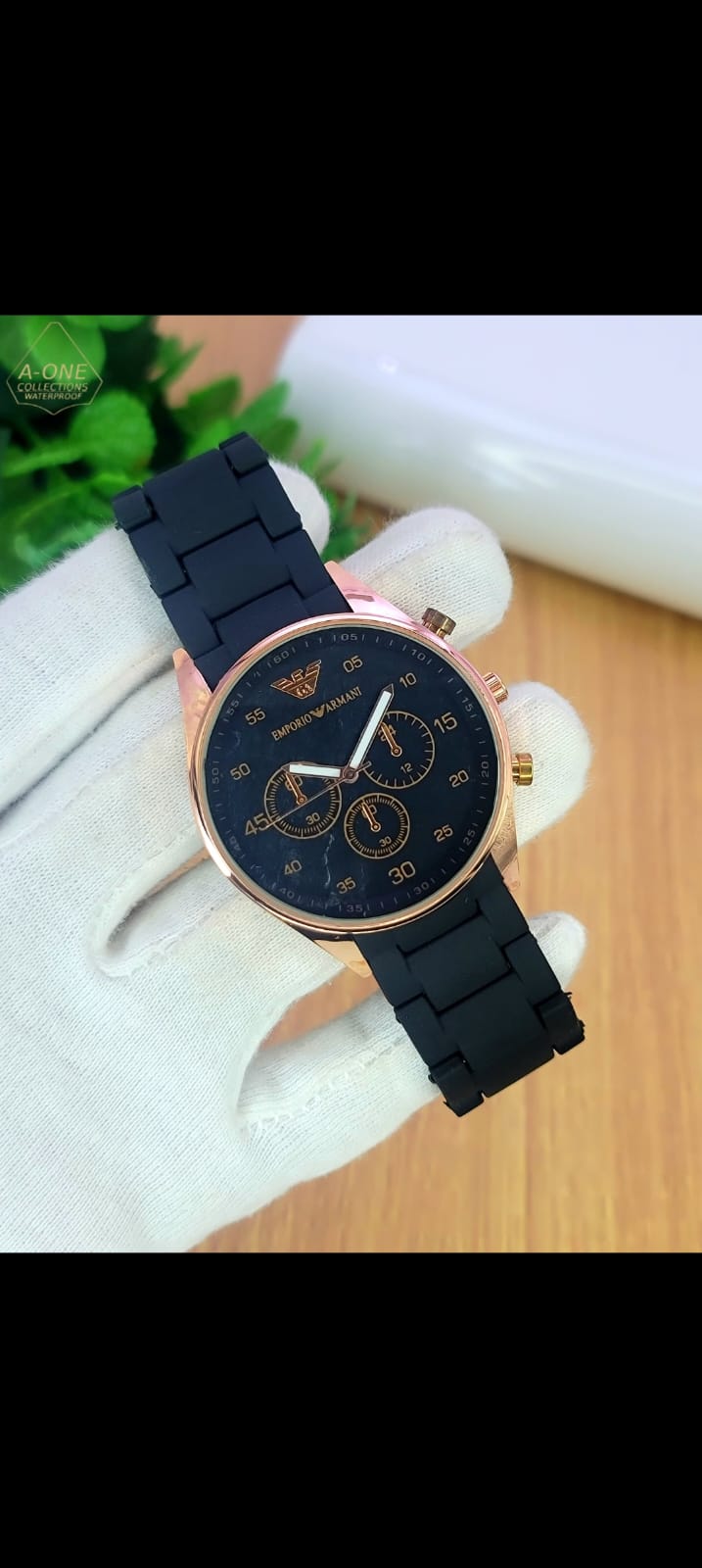 Emporio Armani Luxury Chain Design Clock Dial Analog Wristwatch For Men