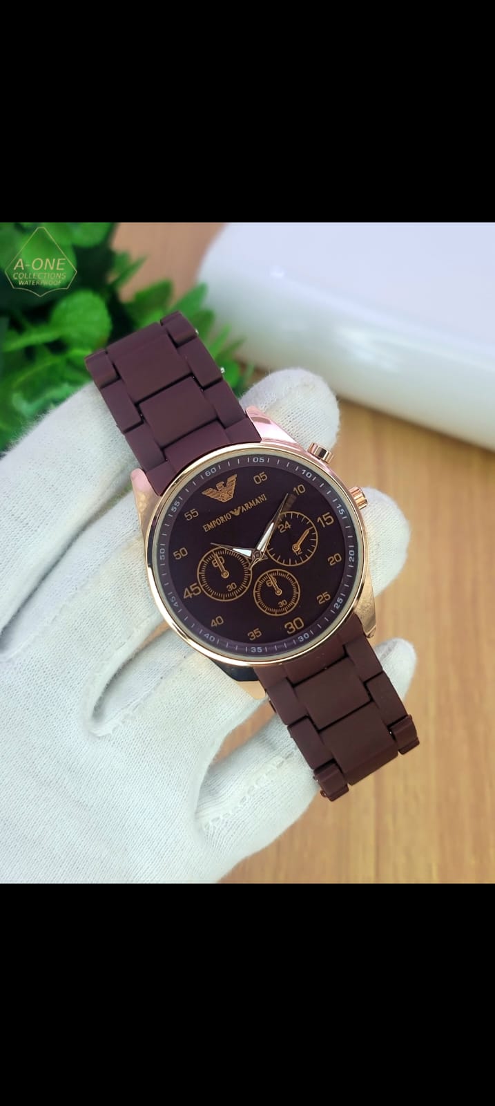 Emporio Armani Luxury Chain Design Clock Dial Analog Wristwatch For Men