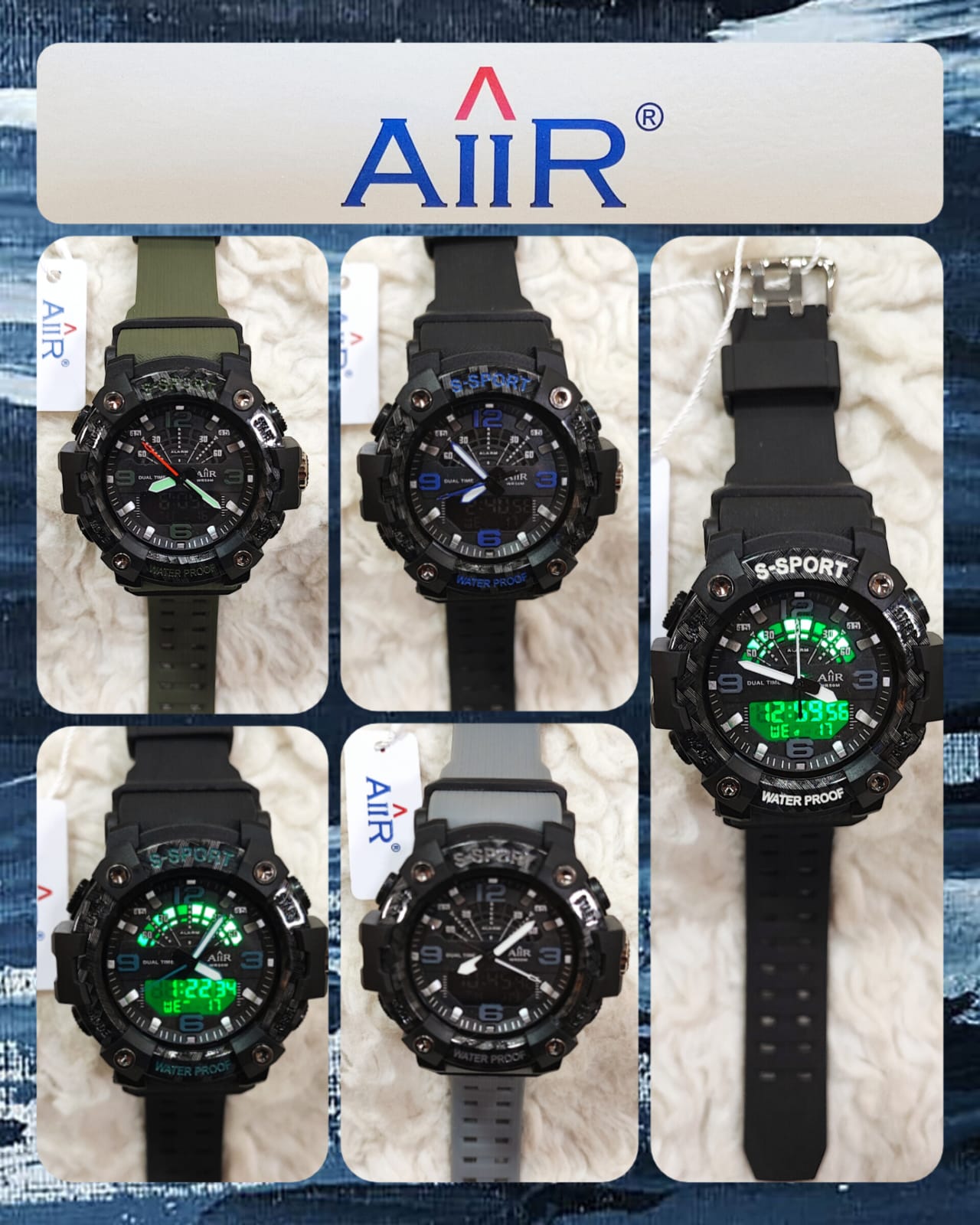 AIIR S Sports Waterproof Dual Time Clock Dial Digital and Analog Wristwatch For Men