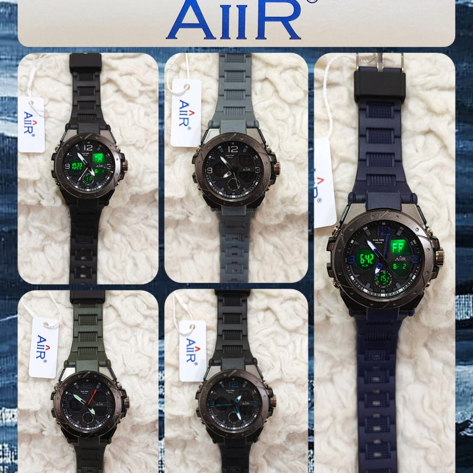 AIIR S Sports Waterproof Dual Time Clock Dial Digital and Analog Wristwatch For Men