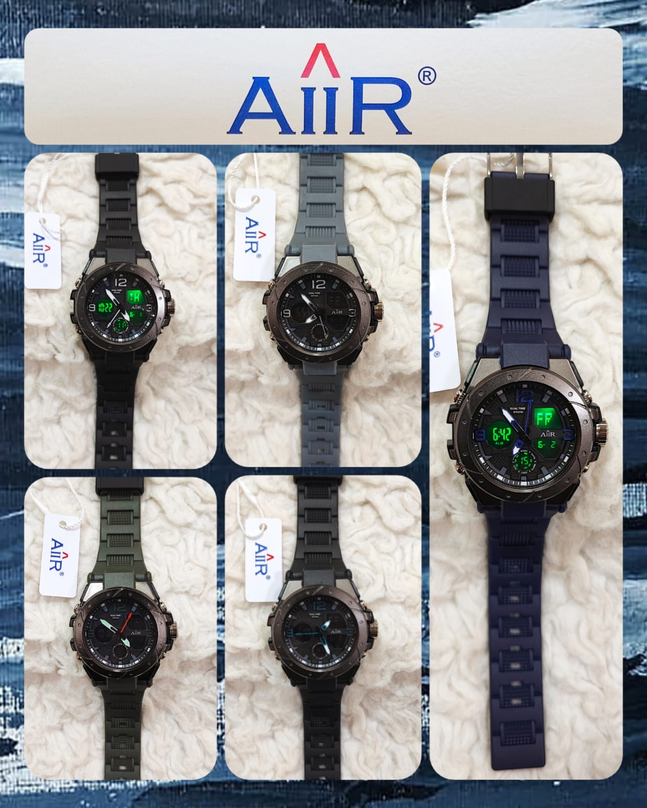 AIIR S Sports Waterproof Dual Time Clock Dial Digital and Analog Wristwatch For Men