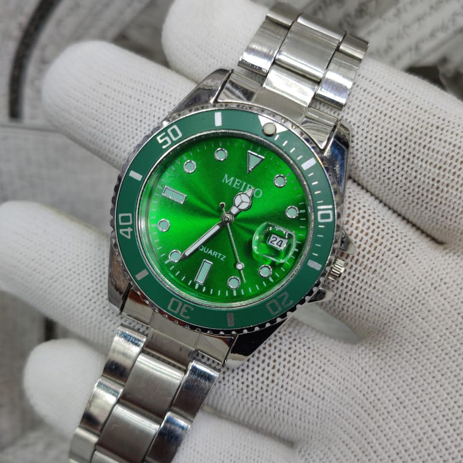 Meibo Stainless Steel Shock Resistant Quartz Movement Clock Dial Analog Wristwatch For Men