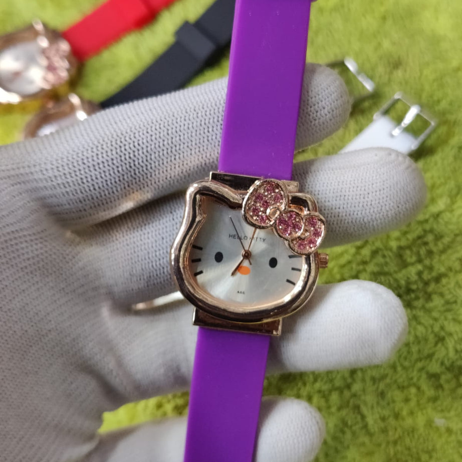 Beautiful Hello Kitty A86 Cartoon Cat Shaped Clock Dial Analog Wristwatch For Women