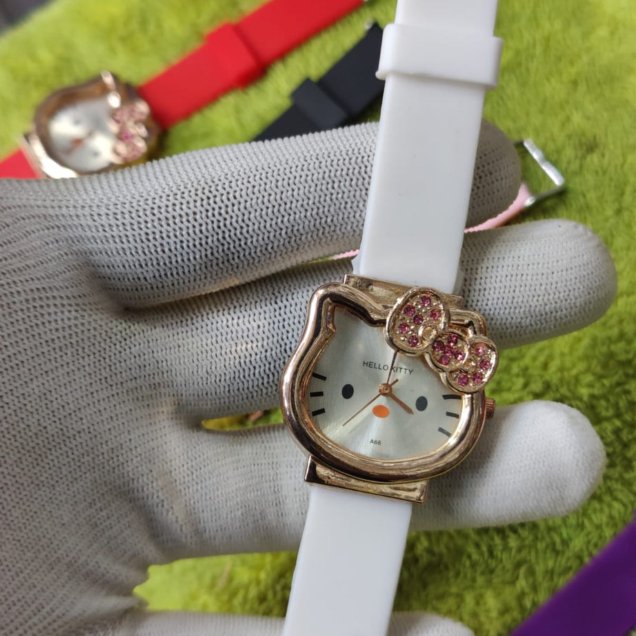 Beautiful Hello Kitty A86 Cartoon Cat Shaped Clock Dial Analog Wristwatch For Women