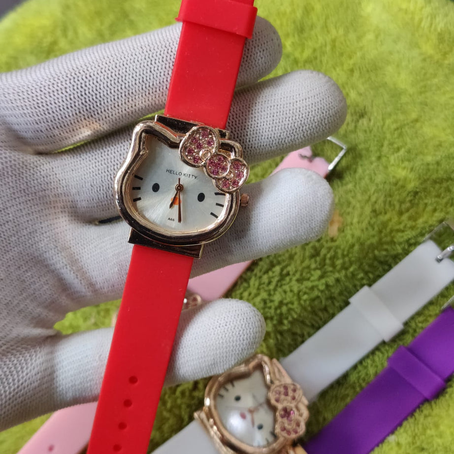 Beautiful Hello Kitty A86 Cartoon Cat Shaped Clock Dial Analog Wristwatch For Women