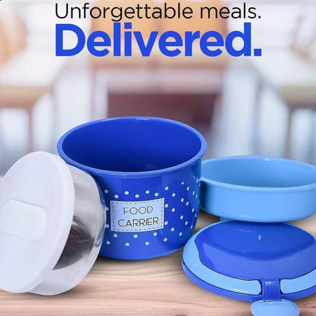 Plastic Food Career Double Layer Tiffin Lunch Box With Under Mini Steel Box for Food Storage