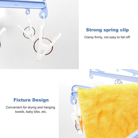 Portable 360 Degree Rotatable Folding Sock Quick Dryer Hanger for Washing Line Travel Towels and Baby Clothes