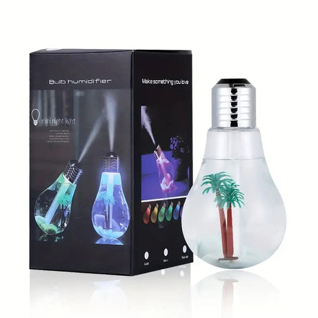 USB Powered Easy to Refill Water Push Button Nightlight Feature Control Creative Ocean Bulb Mist Spray Humidifier with Lid Opening with Box