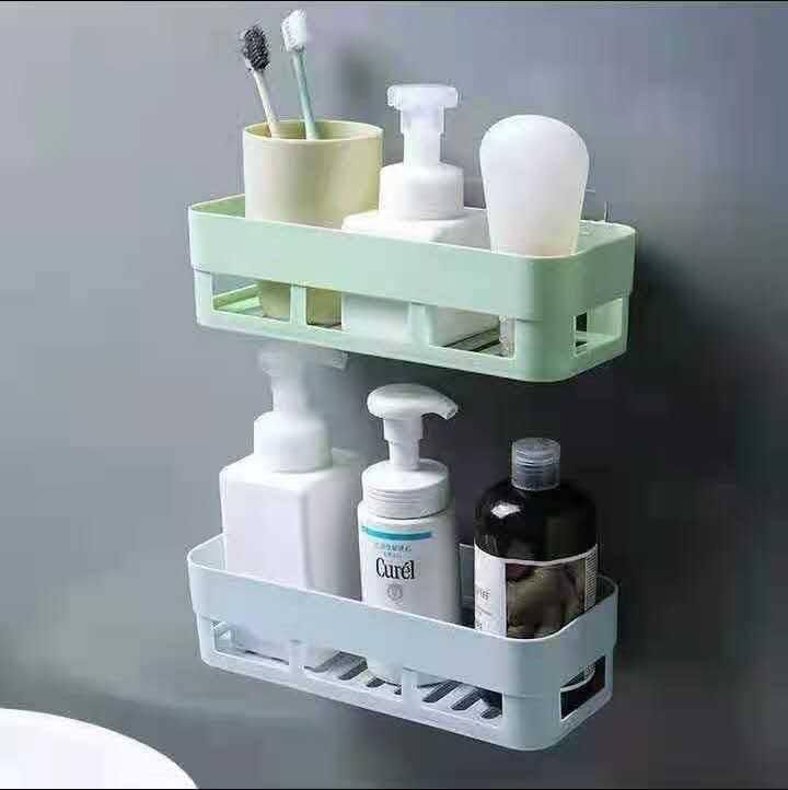 (Pack of 3) Multipurpose Bathroom and Kitchen Shelf Wall Holder Storage Rack