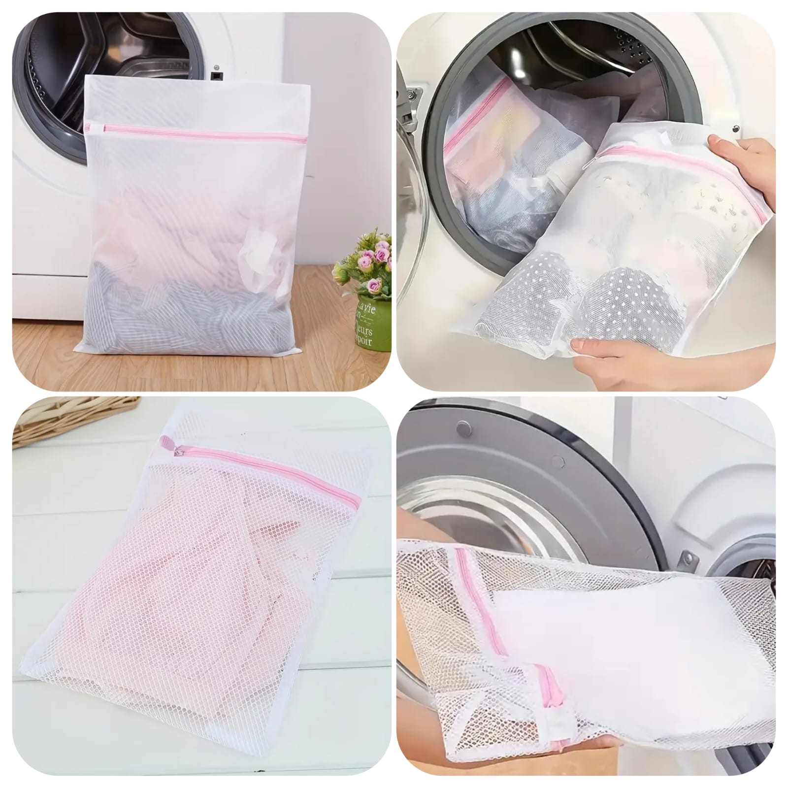 (Pack of 2) Mesh Laundry Washing Machine Delicates Clothes Storage Zip Bag