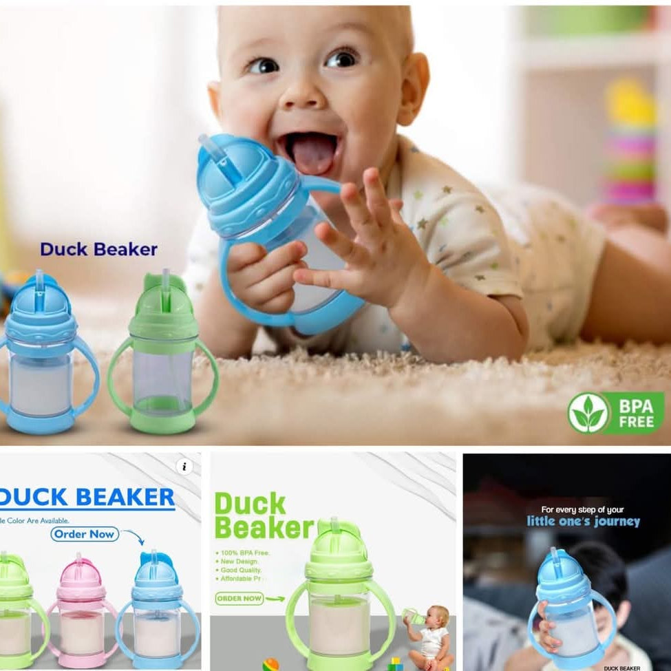Baby Juice Feeder Duck Sipper Grip and Sip Beaker Bottle for Kids