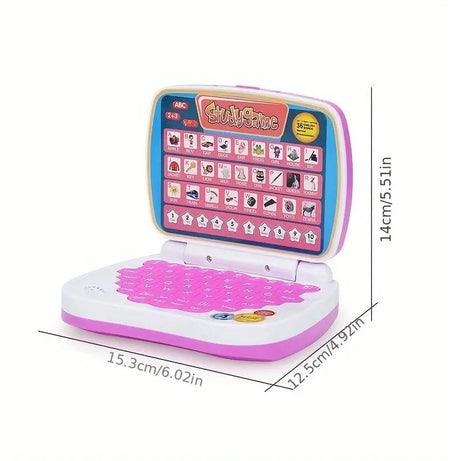Portable Mini Cell Operated Fun Puzzle Learning Computer Laptop Toy with Educational Content For 3 Years Plus Kids
