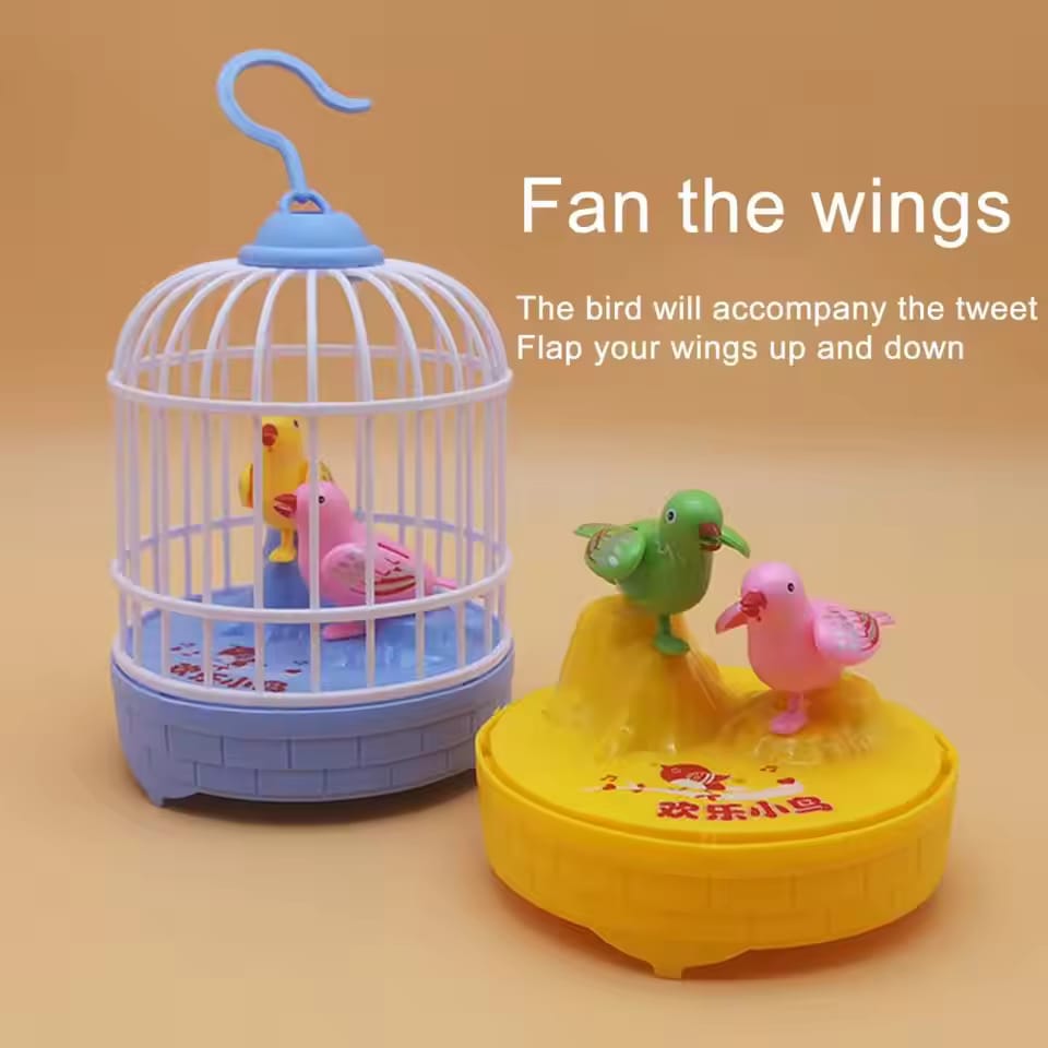 Cell Operated Voice Control Vivid Appearance Birds Cage Toy with Box For Kids and Baby
