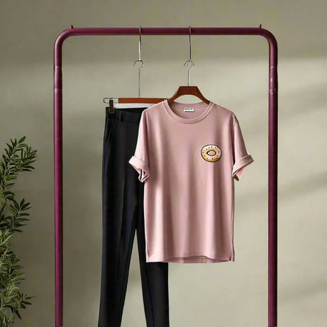 Pink Donut Drip Printed Shirt and Black Trouser