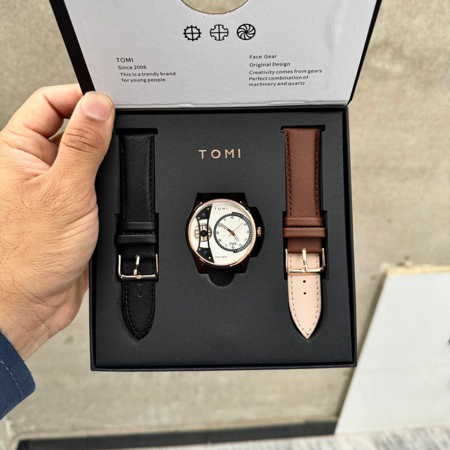 TOMI Face Gear Gentleman Edition Dual Strap Watch