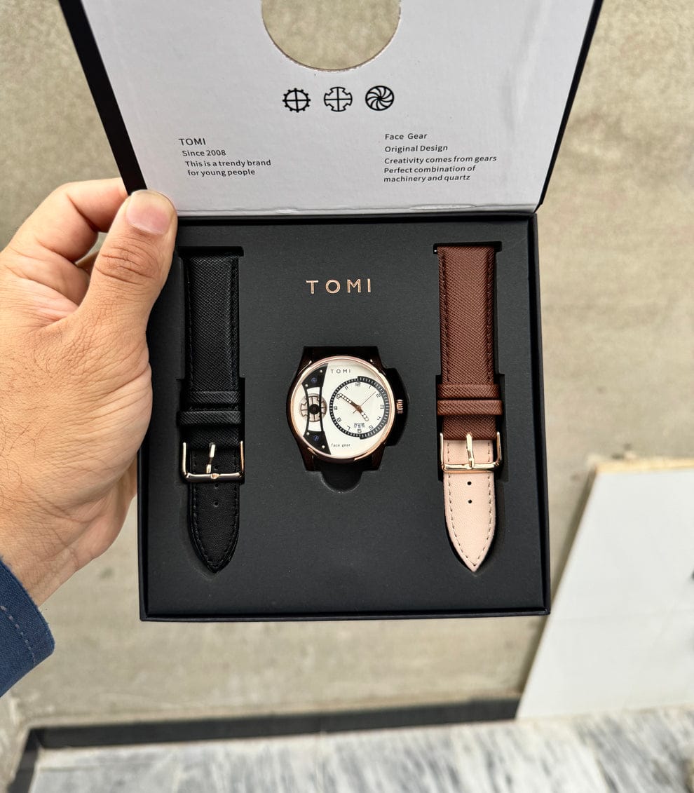 TOMI Face Gear Gentleman Edition Dual Strap Watch