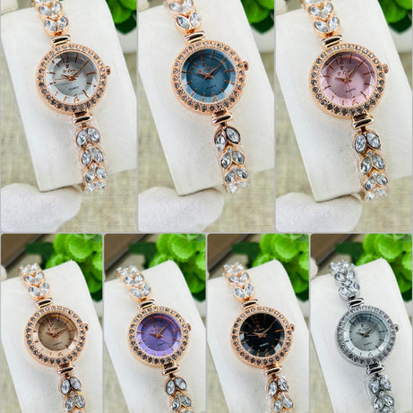 Women’s Luxury Bracelet Diamond Quartz Watch (Random Color Combo)