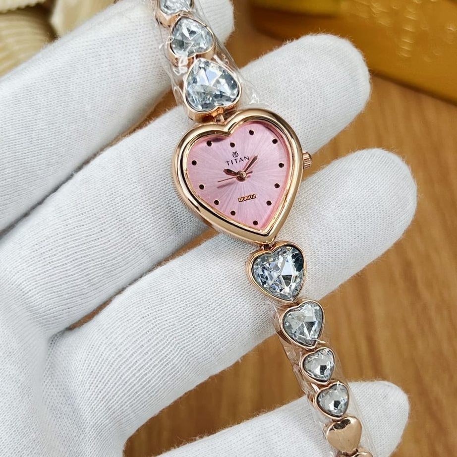 Women’s Titn Heart Shape Diamond Watch (Random Color Combo)