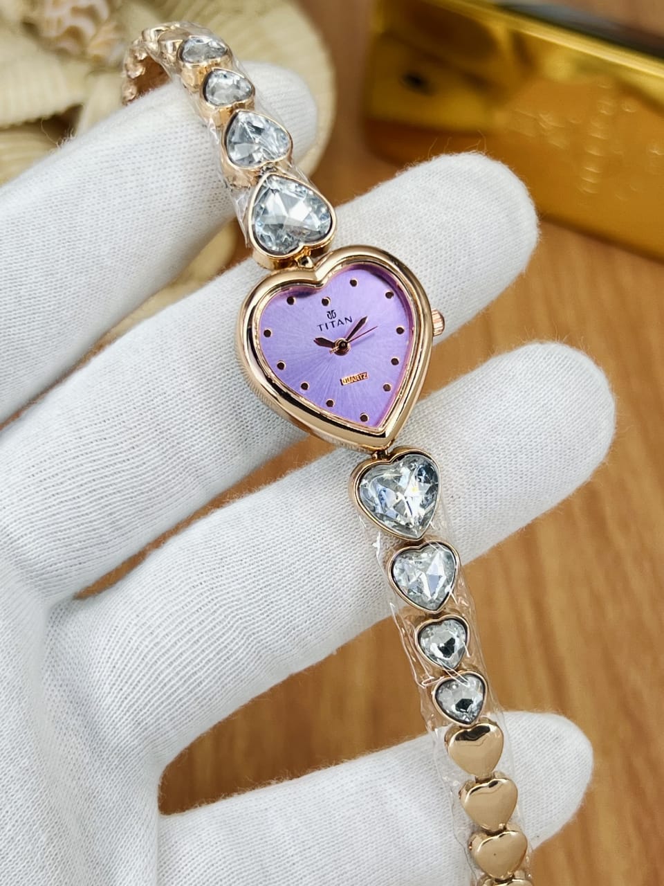 Women’s Titn Heart Shape Diamond Watch (Random Color Combo)