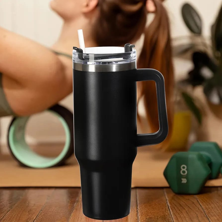 Insulated Tumbler with Handle & Straw