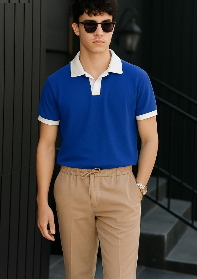 White Coat Collar Polo Shirt