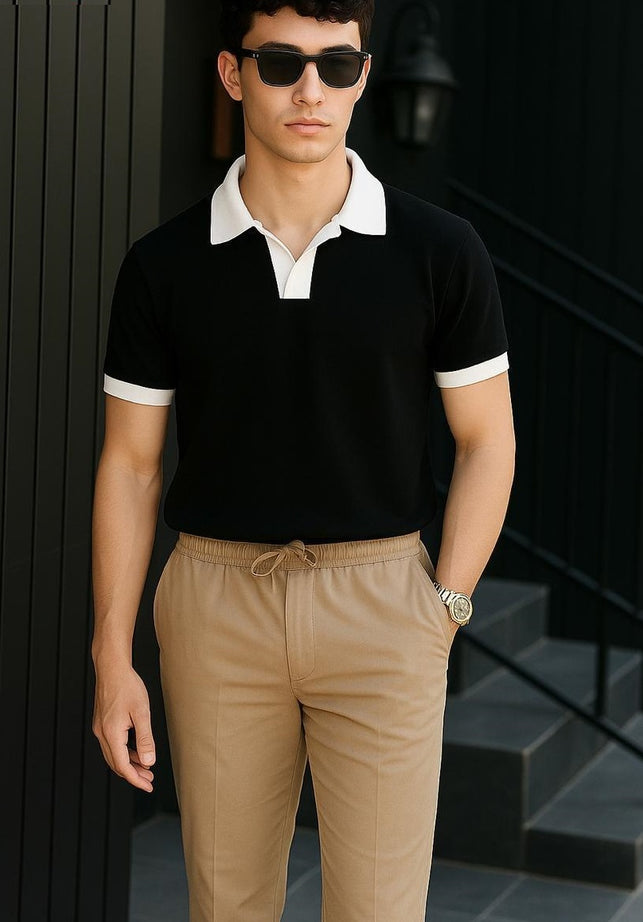 White Coat Collar Polo Shirt