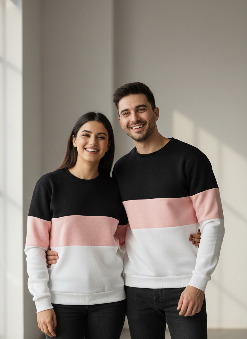 Black Pink and White Block Unisex Sweatshirt