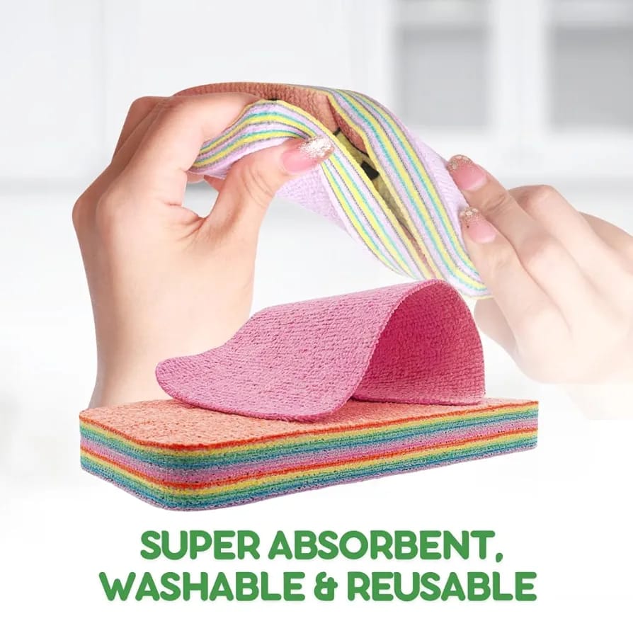 Set Of 3 Cartoon Compressed Kitchen Sponge – Double Sided Dish & Pot Cleaning Wipe