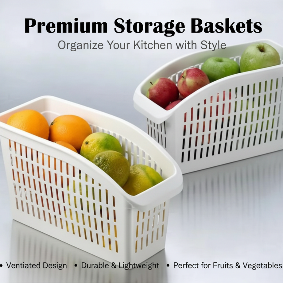 Pack of 2 Plastic Fruit & Vegetable Storage Baskets