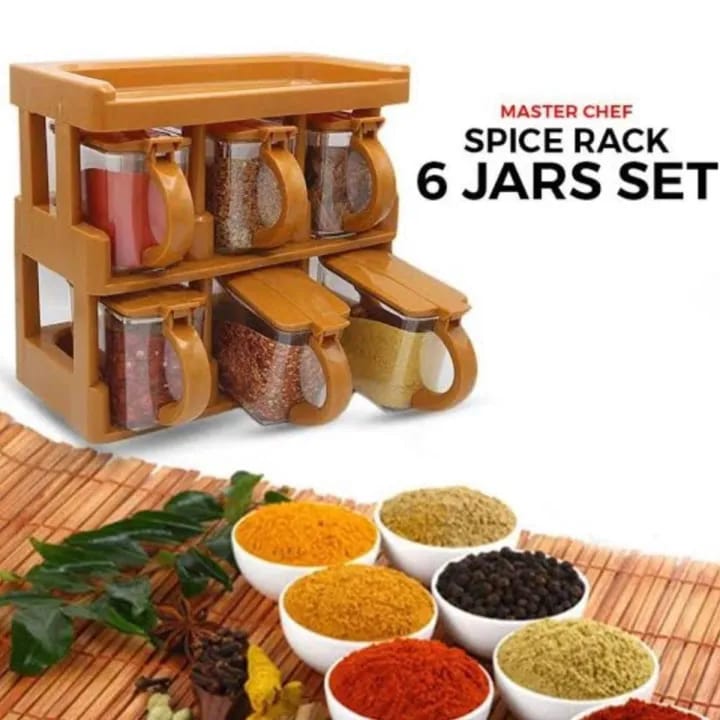 Master Chef 6 Jar Masala Rack Cooking Kitchen Seasoning Box Masala Box Set Spice Jar