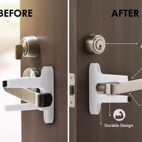 Door Handle Safety Lock – Child Proof Lever Lock | No Drill Door Lock