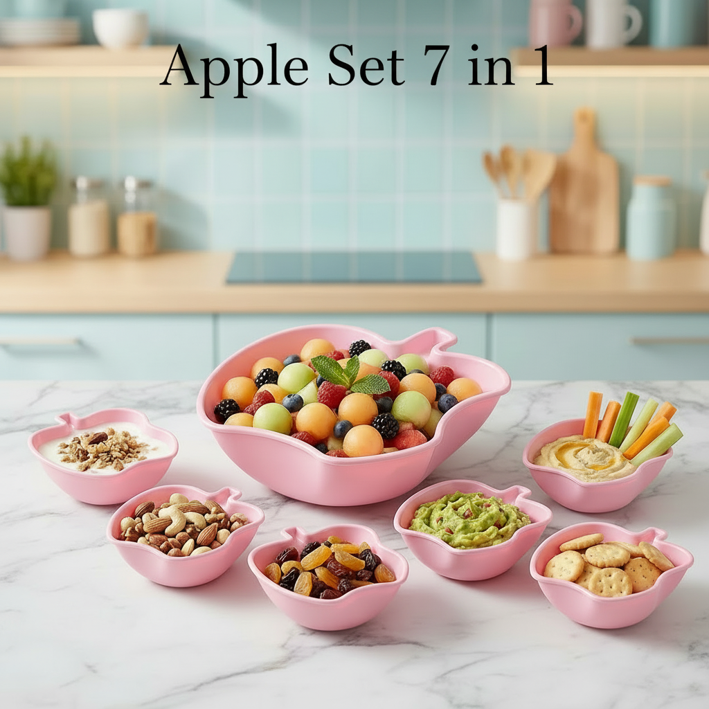 Apple Bowl Set 7 in 1 – Premium Serving Bowls for Snacks, Fruits & Dips