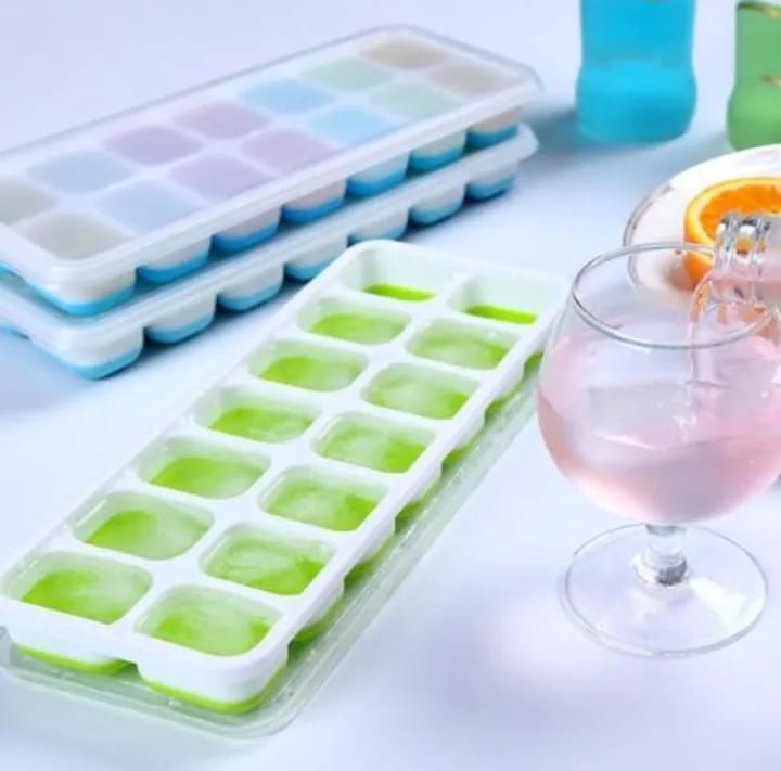 Pack of 3 Sale Offer 14 Grid Soft Silicone Easy Push Ice Trays with Lid