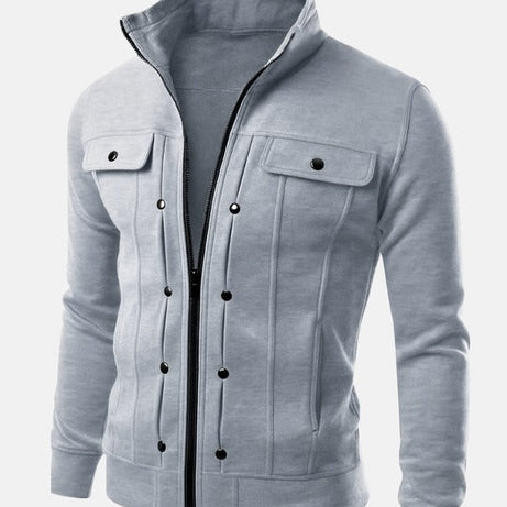 Grey Modern Style Zipper Jacket For Men