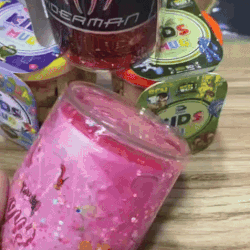 (Pack of 2) New Kids Cartoon Glitter Glass Mug For Boys and Girls